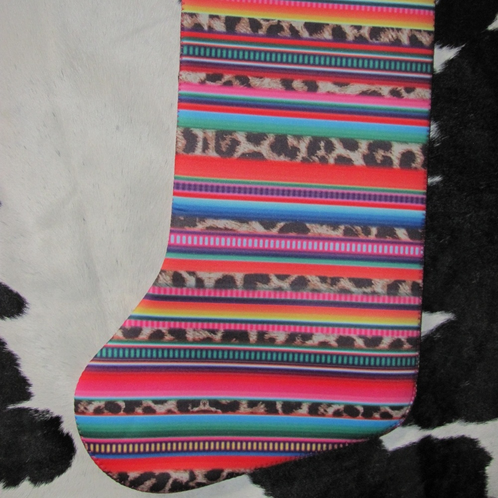 SERAPE & LEOPARD  PRINT CHRISTMAS STOCKING
